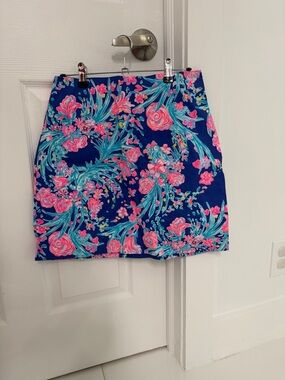 Lilly Pulitzer Royal Blue Floral Mini Skirt with Pink Accents